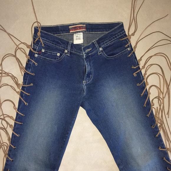 Retro UNIQUE jeans w fringe trim- 3 - Picture 4 of 11